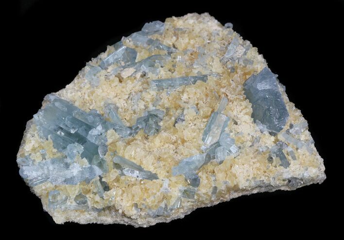 Blue Barite Crystals on Calcite - Stoneham, Colorado #33781
